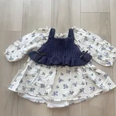 プティマイン　花柄ワンピースビスチェセット