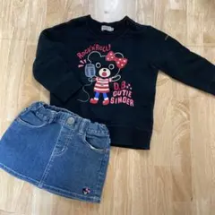 ミキハウス　ダブルビー　トレーナー　デニムスカート　セット