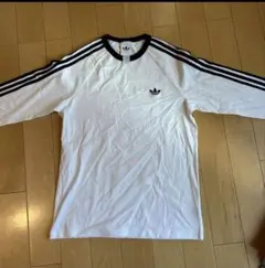 adidas 長袖Tシャツ 3本ライン ホワイト アディダス オリジナル ロンT