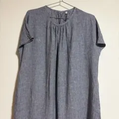 【無印良品】100%リネン　フレンチスリーブワンピース　S