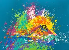 カラフルなハリネズミの原画　絵画　27.3×22cm キャンバス　現代アート カラフルなハリネズミの原画 絵画 27.3×22cmキャンバス 現代アート