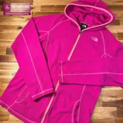 【L42】ザ ノースフェイス フリースパーカー フルジップ ピンク XL