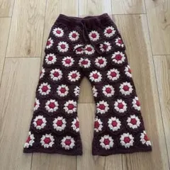 手編み グラニースクエア ロング パンツ モチーフ カジュアル クロシェ 