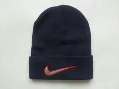 s*m様 90s ナイキ スウッシュロゴ ヴィンテージニットキャップ ネイビー