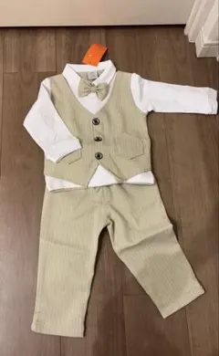 ベージュ ストライプ フォーマルスーツ 90cm