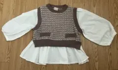 未使用【petit main】重ね着風トップス90