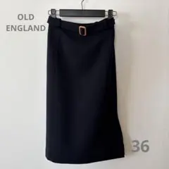 【OLD ENGLAND】ちょっとタイトなAライン風スカート36ダークネイビー