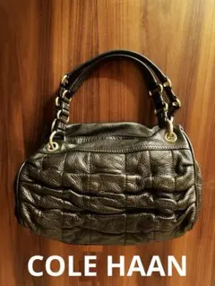 【COLE HAAN】コールハーン 本革★レザーハンドバッグ ブラウンゴールド