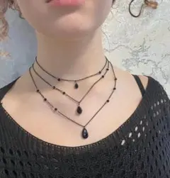 3連ブラックスタイル 人気 ネックレス サージカルステンレス