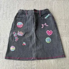 メゾピアノ　mezzo piano 刺繍　デニム　スカート　160cm