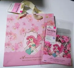 ダイソー ディズニー プリンセス アリエル ペーパー シール バッグ 2点セット