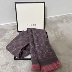 GUCCI GGロゴ柄マフラー ピンク/グレー