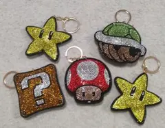 Nintendo スーパーマリオ☆ キラキラ キーホルダー 5点セット