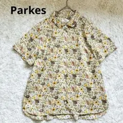 美品　Parkes リバティ　花柄 丸襟半袖シャツ ブラウス　イエロー　　Mのサムネイル