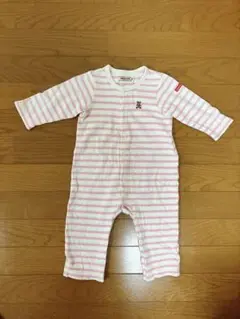 ミキハウス　ストライプロンパース　80