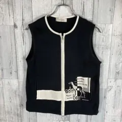 aden bar ネイビー ジップアップベストメンズMサイズ