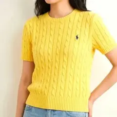 完売品　ラルフローレン サマーニット ケーブル 現行タグ イエロー　Lのサムネイル