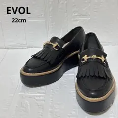 EVOL イーボル 厚底 ブラック キルト ビットローファー 22cmのサムネイル