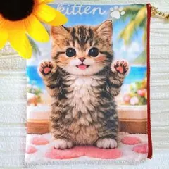 ハンドメイドポーチ ねこ 猫 ネコ パネル生地使用 - メルカリ