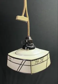 昭和レトロ　セルロイド製電傘　天吊ランプ　天井吊照明