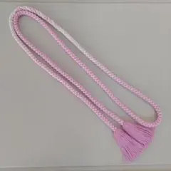 帯締め 長尺 振袖用 正絹とラメ？ピンク系と白のグラデーションとラメ 日本舞踊X