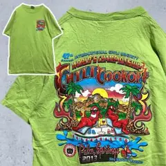 BKSD Tシャツ 古着 黄緑 カジノ リゾート ストリート 海外　チリ　唐辛子