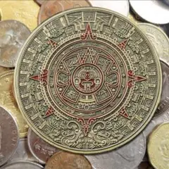 アステカ 太陽の石 アステカの暦石プレートメキシコカレンダー 金属製 レリーフ アステカ 太陽の石 アステカの暦石プレートメキシコカレンダー