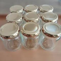 ガラス製保存用瓶 9個セット 金色の蓋付き