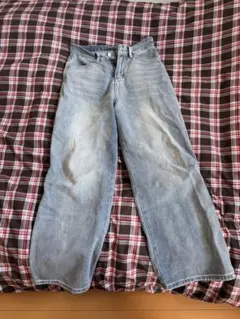 ブルーデニム　ワイドデニムパンツ