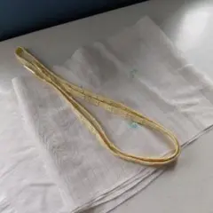 正絹　帯揚げ&帯締めのセット　淡い黄色　花弁　流水