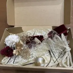 髪飾りセット 成人式 卒業式 和装 洋装 ゴールド レッド