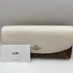 COACH シグネチャー 折り長財布 ベージュ ホワイト CX160 - メルカリ
