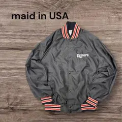 90sUSA製企業系ナイロンスタジャン黒XL短丈刺繍ロゴ古着