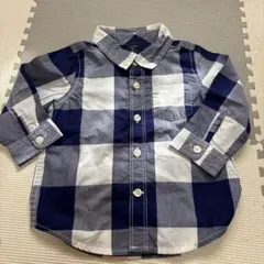 babyGap ネイビーとホワイトチェックシャツ 80cm