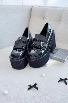 お値下げ❣️】パルエルフィー Palelfy 厚底 フリルローファー 黒 
