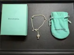 ティファニー　シルバー ハート型チャーム チェーンブレスレット　腕周り約18cm