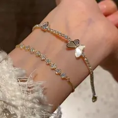 チェーンブレスレット ゴールド ハート型バタフライ ブレスレット