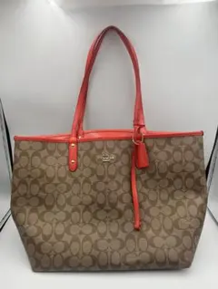 coach コーチ A4 シグネチャー トートバッグ リバーシブル PVC 赤 