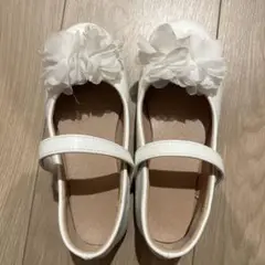 フォーマルシューズ　白　フラワー装飾 　ピアノ発表会　18.0cm SHEIN