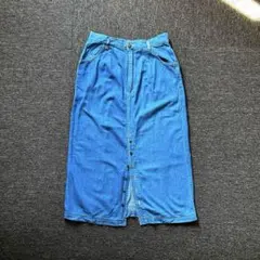 デニムスカート ロングスカート フロントボタン ブルー ハイウエスト カジュアル