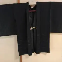 黒い羽織 葉の模様 夏物