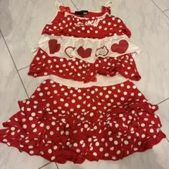 ミニーちゃん風　赤 水玉 フリル セットアップ　130㎝