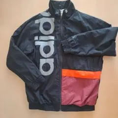 adidas ナイロンジャケット L 黒 赤 紫