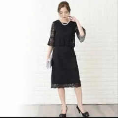 ブラック　レース　ワンピース　M