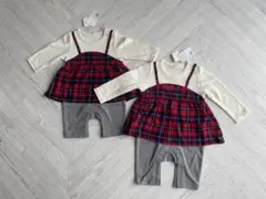 新品未使用タグ付き　ロンパース　長袖　チェック　2着セット