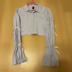 FRIFUL 長袖シャツ ライトブルー リボン付き Mサイズ