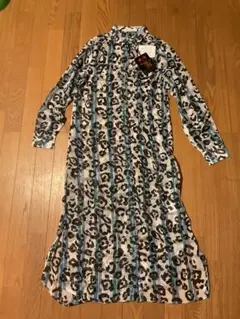 レオパード柄ロングシャツワンピース