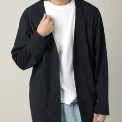 ナイロンニット　ノーカラージャケット