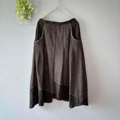 センソユニコ［M］上品クラシカル◎薄手なめらか◎アシメ裾ミモレ丈フレアスカート