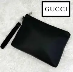 GUCCI ブラック レザー クラッチバッグ